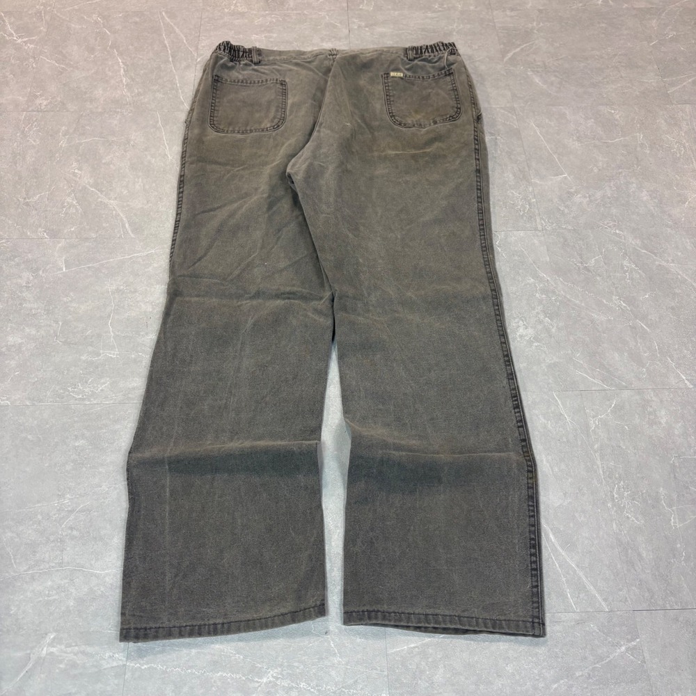 Vintage LL Bean Mens Gray Canvas Work Pants Elastic Waist Straight Leg 38x32